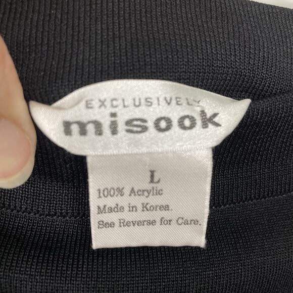 Exclusively Misook Maxi Pencil Skirt Size Large Black Pull On Stretch Career - Picture 3 of 6